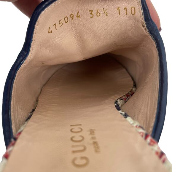 Gucci Princetown Tweed Mules Horsebit Gardenia Ink Blue Size 36.5 - Picture 12 of 13